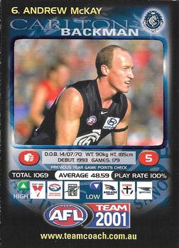 2001 Team Zone AFL Team #6 Andrew McKay Front